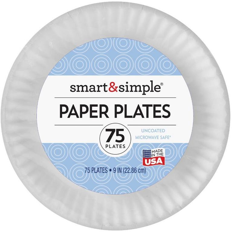 Save $0.25 on Smart & Simple Paper Plates 9in/75ct or True Living Foam Compartment Trays 20ct, Hinged Foam Trays 14ct, or Foam Plates 9in/85ct or 10in/40ct/