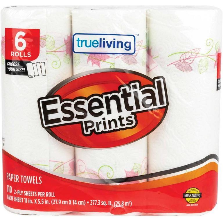 Save $0.50 on True Living Paper Towels Essentials 6 Rolls/