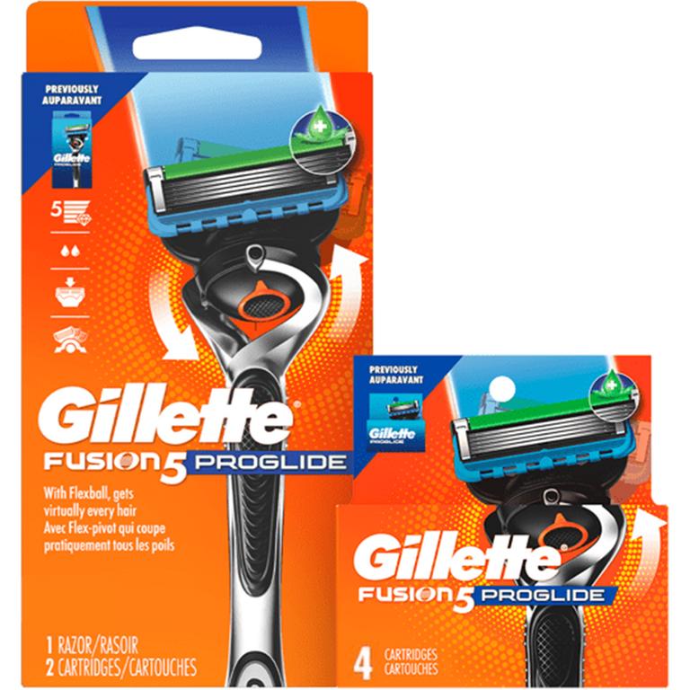 ONE Gillette Razor OR ONE Cartridge Refill pack 4ct or larger (excludes 1-3ct cartridge refills, Mach3 Razor with 1ct refill, Fusion Razor with 1ct refill, Mach3 Razor with 10ct refill, FusionProglide Razor with 6ct refill, King C. Gillette, Gillette Intimate, Disposables, trial/travel size, and Venus products).