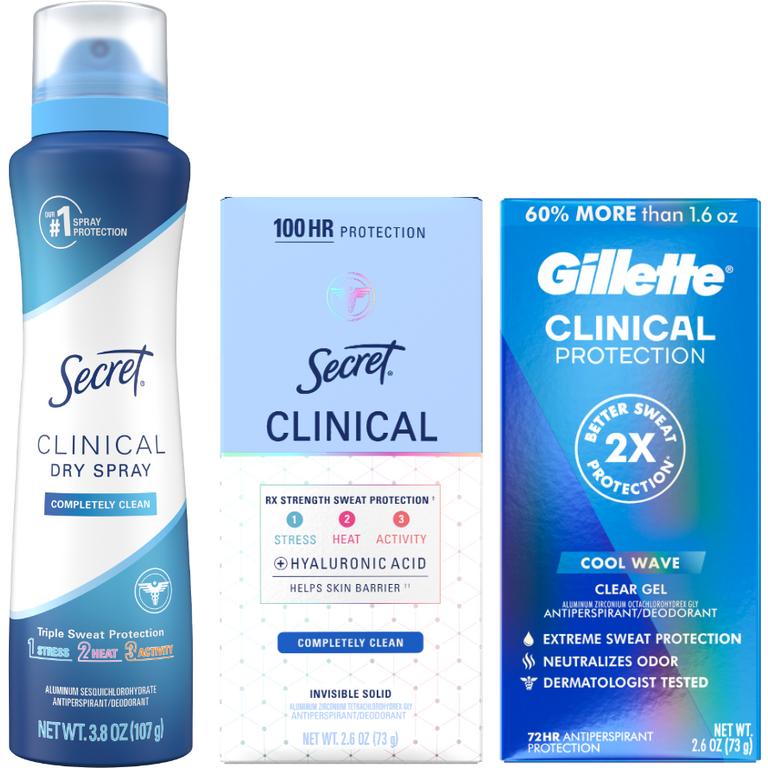 ONE Secret Clinical or Gillette Clinical Antiperspirant/Deodorant (excludes trial/travel sizes)./