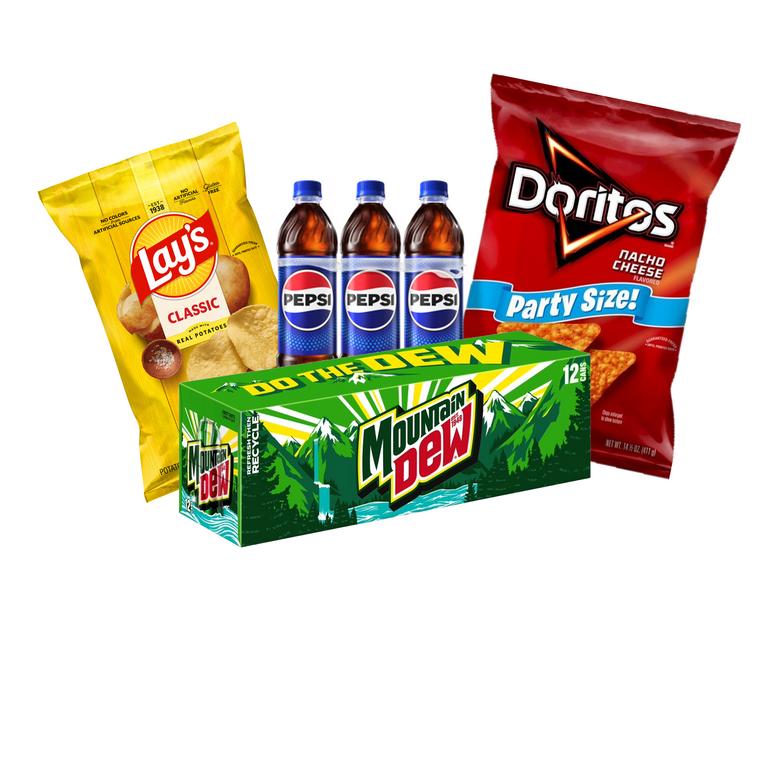 Buy 2 & Save $4 when you purchase ONE (1) eligible PEPSI-COLA® product and ONE (1) eligible FRITO-LAY® product.* Purchase must be made in a single transaction between 5/31/26-7/26/26. Plus sales tax and deposit if applicable. All trademarks are the property of their respective owners./