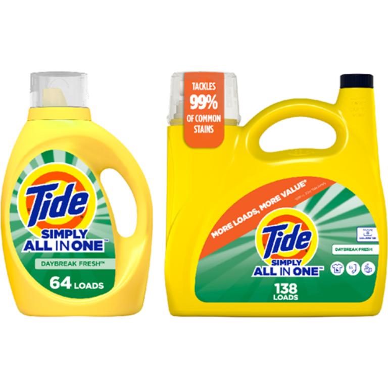 On ONE Tide Simply® Liquid Laundry Detergent 64-138 Load/84-182 oz. Reg. $8.25-$14.95. Assorted