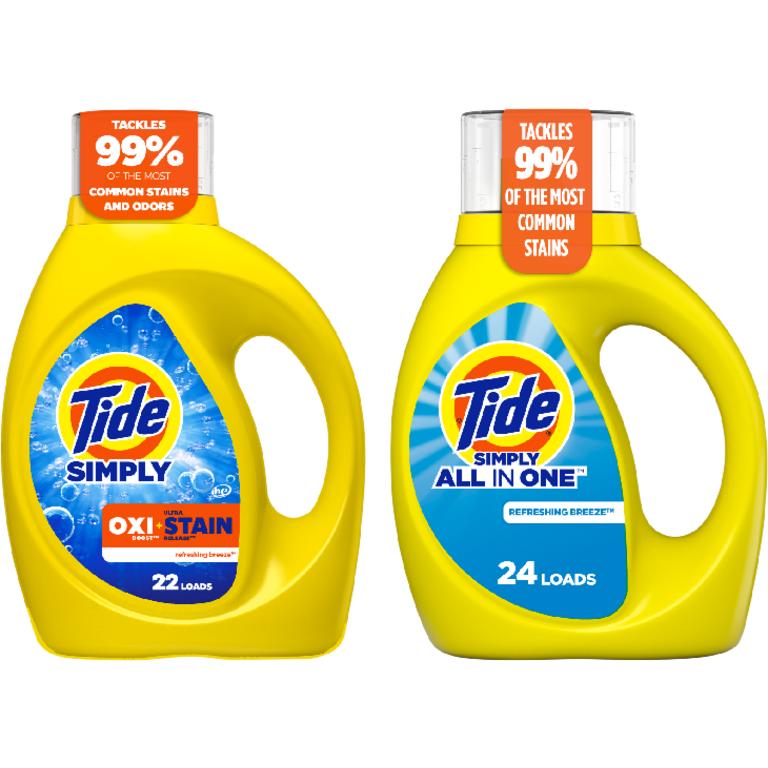 On ONE Tide Simply® Liquid Laundry Detergent 20-24 Load/31-32. Assorted. Reg. $3.75