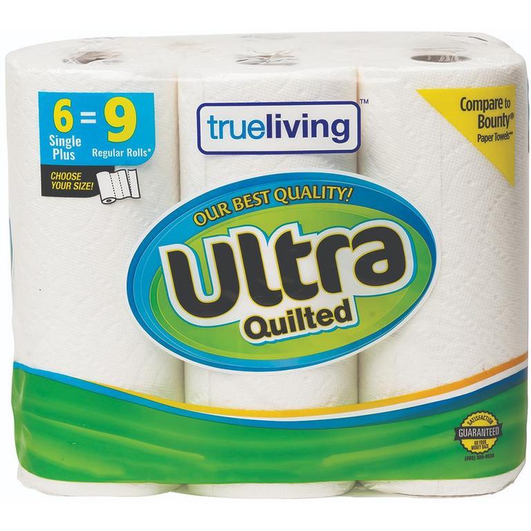 Save $1 on True Living Premium Bath Tissue 9 Mega Rolls or Ultra Paper Towels 6 Single Plus Rolls