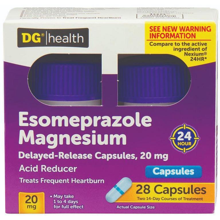 Save $3 on DGH Omeprazole Tablets or Esomeprazole Capsules 28ct, or Heartburn Prevention 20mg 200ct/