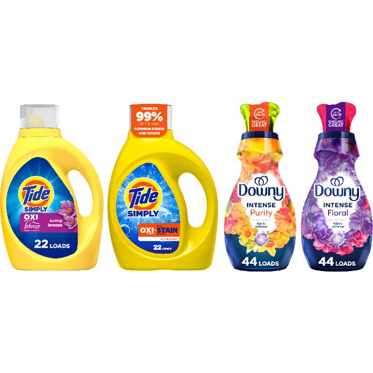 TWO Tide Simply® Liquid Laundry Detergent 20-24 Load/31-32 oz., or Downy® Intense Liquid Fabric Softener 44 Load/32 oz. Assorted. Reg. $3.75-$3.95 ea. Must buy 2.