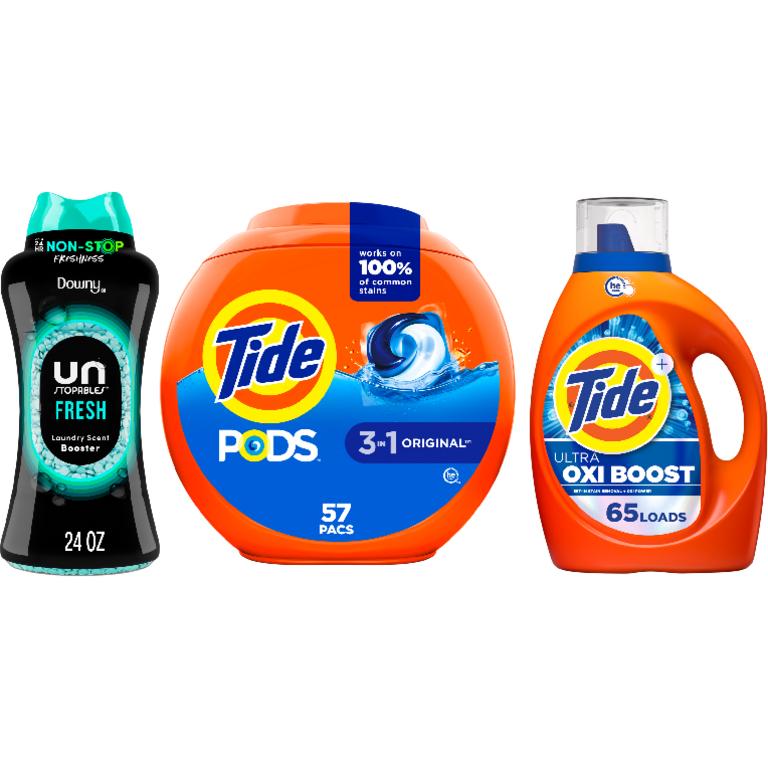 ONE Tide® Pods™ 57 ct., Power Pods™ 32 ct., Liquid Laundry Detergent 65 Load/ 92 oz., or Downy® Beads 21.1-24 oz. Assorted