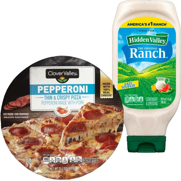 on ONE (1) Hidden Valley® Ranch Bottle AND ONE (1) Clover Valley® 12in. Pizza