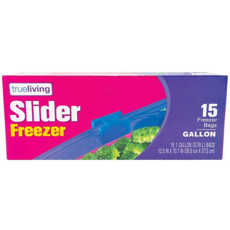 Save $0.50 on True Living Slider or Zipper Freezer or Storage Bags Quart or Gallon 15-30ct or Zipper Sandwich Bags 100ct
