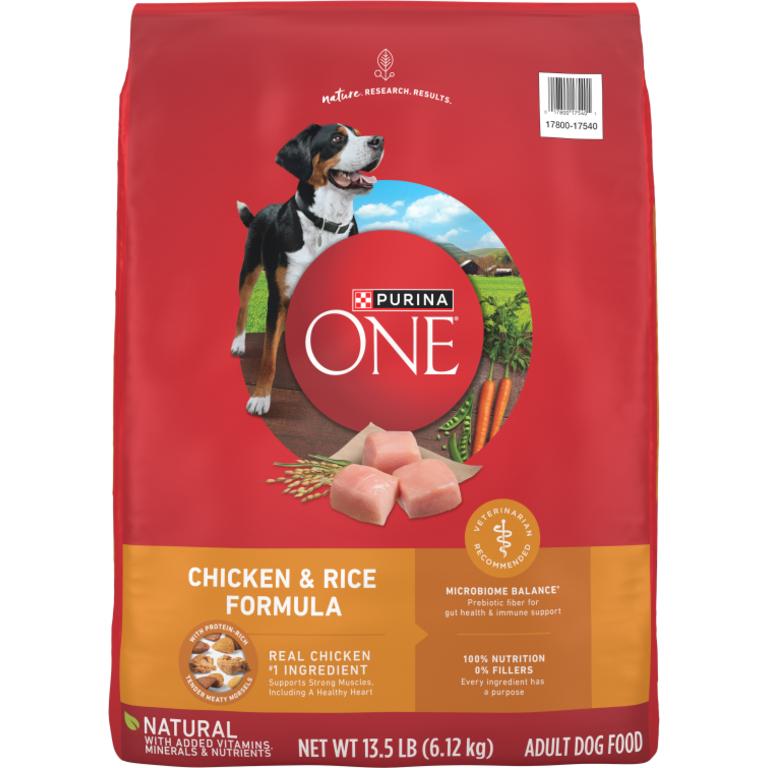 on ONE (1) 13.5 lb bag of Purina ONE® Dry Dog Food