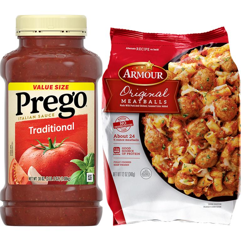 Buy ONE (1) Armour® Meatballs 12 oz. and ONE (1) Prego Alfredo (22oz.) or Marinara Sauce (24 oz.), get ONE (1) Clover Valley Pasta FREE ($1.00 value)