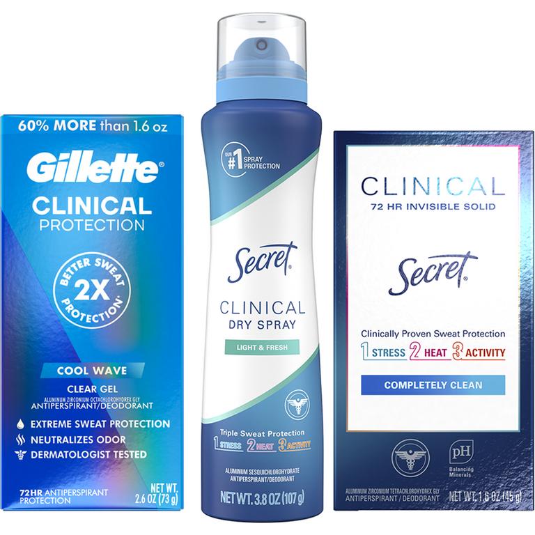 ONE Secret Clinical or Gillette Clinical Antiperspirant/Deodorant (excludes trial/trial sizes)./