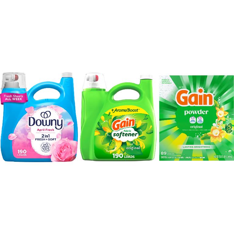on ONE Downy® Liquid Fabric Softener 190 Load/140 oz., or Gain® Liquid Fabric Softener 190 Load/140 oz., Powder 89 Load/82 oz. Assorted. Reg. $12.95-$13.95