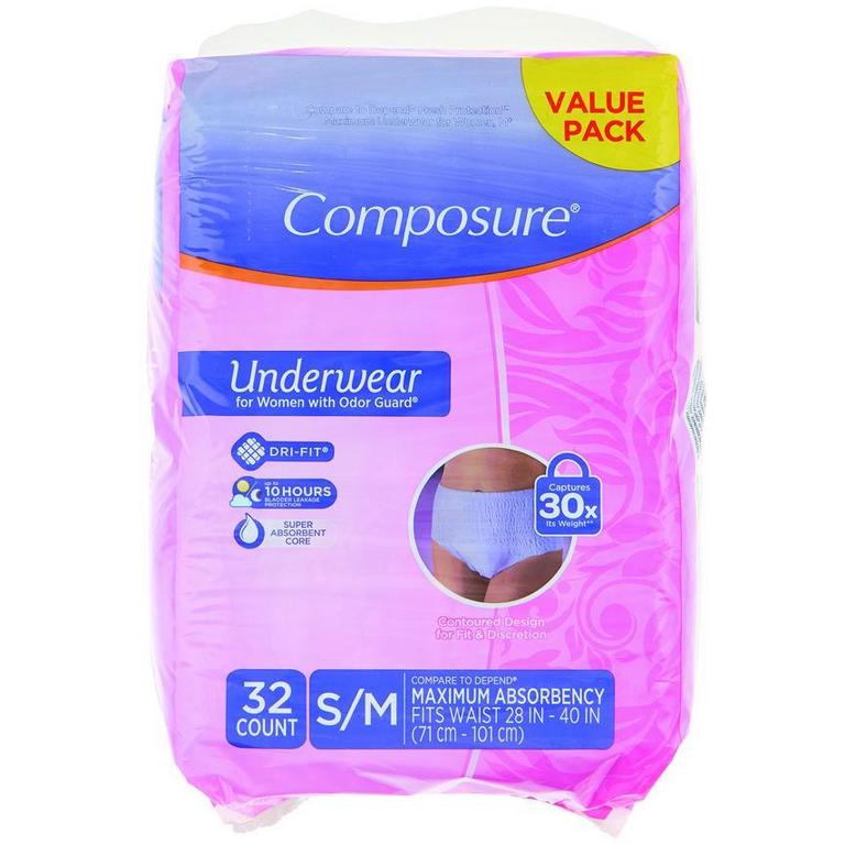 Save $2 on Composure Men's or Women's Underwear S/M-XL 26-32ct