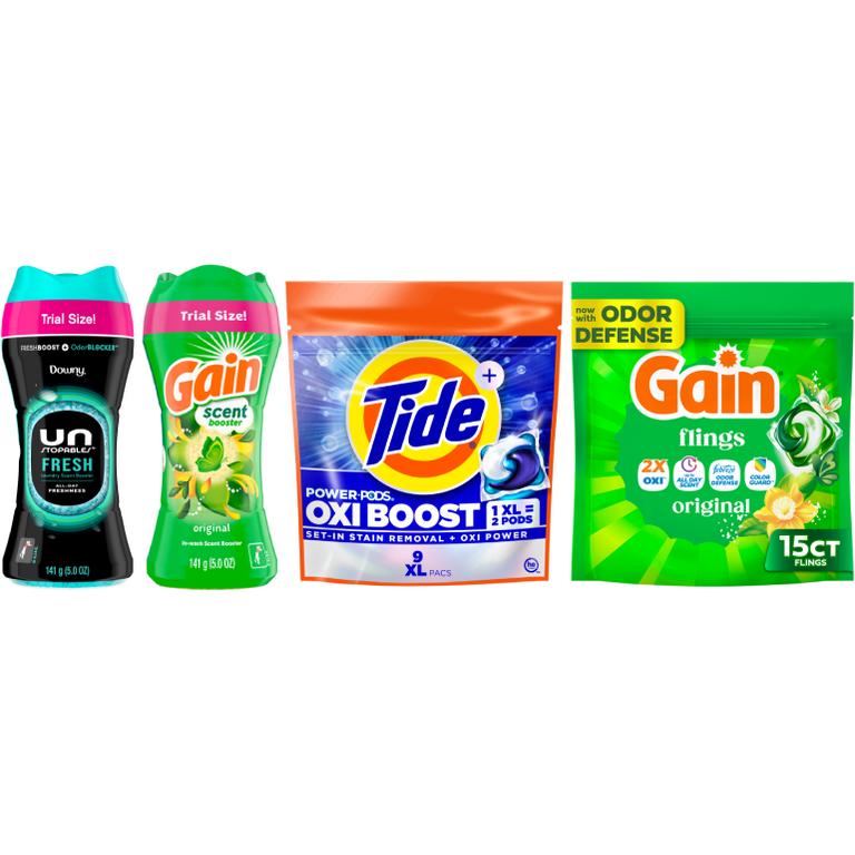 on ONE Tide® Pods™ 14-16 ct., Power Pods™ 9 ct., or Gain® Flings!™ 15 ct., Fireworks™ 4.3-5 oz., or Downy® Beads 4.8-5 oz. Assorted. Reg. $4.50-$5.00/