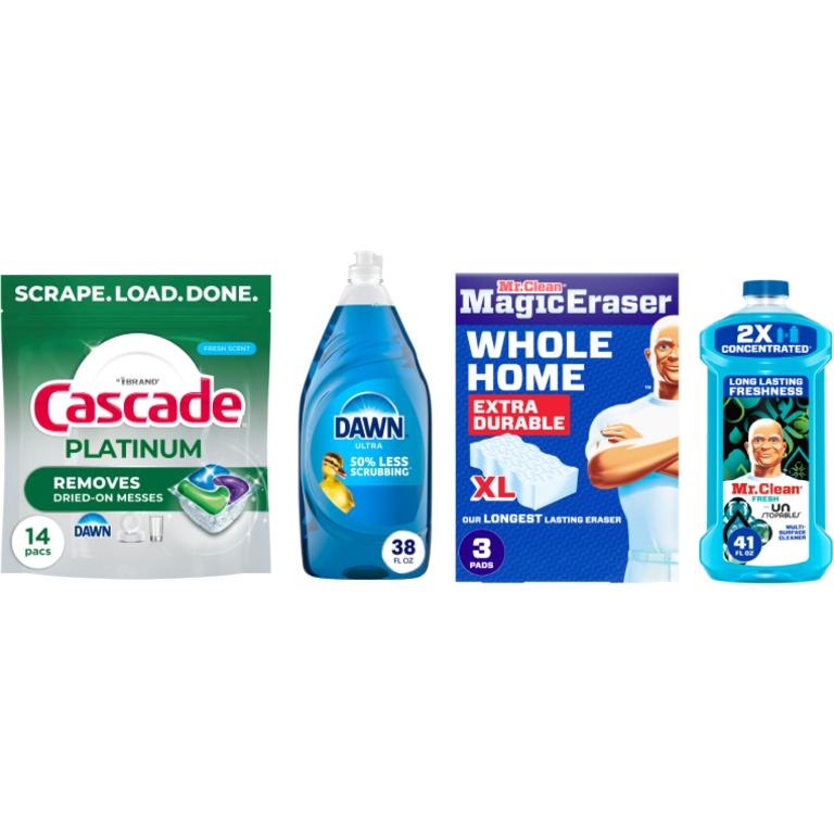 2 FOR $10 Dawn® Ultra Dish Liquid Original 38 oz., Platinum 30 oz. or PowerSuds 21.5 oz., Cascade® ActionPacsTM 14-21 ct. or Mr. Clean® Magic Eraser 3 ct. or Multi-Surface Cleaner 41 oz. Assorted