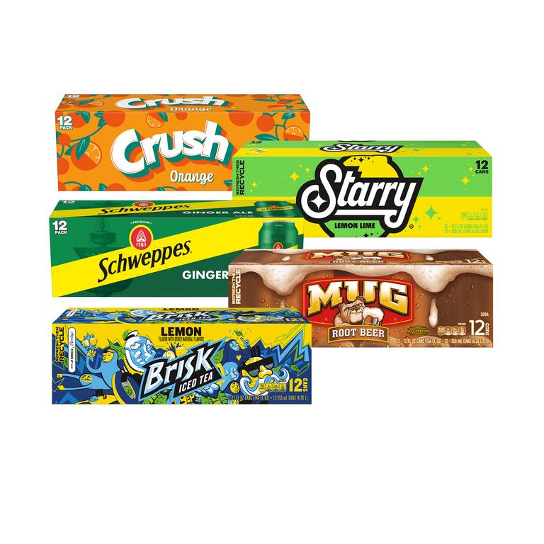 when you buy THREE (3) FLAVORs CRUSH®, MUG®, Schweppes®, Brisk®, Starry®, Manzanita Sol® 12, 15 Packs