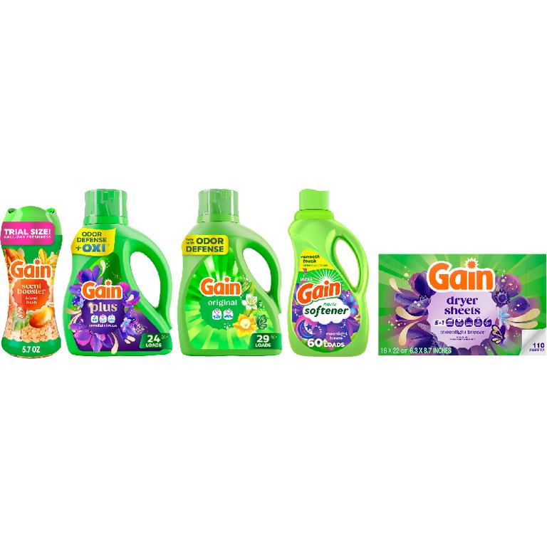 THREE Gain® Liquid Laundry Detergent 24-29 Load/32-39 oz., Flings!™ 15 ct., Fireworks™ 5.7 oz., Liquid Fabric Softener 48-60 Load/35-44 oz., or Sheets 110 ct. Assorted. Reg. $3.95-$5.00 ea. Must buy 3.