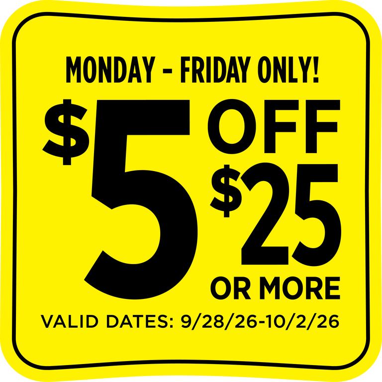 on your purchase of $25.00 or more (pre-tax) at Dollar General
