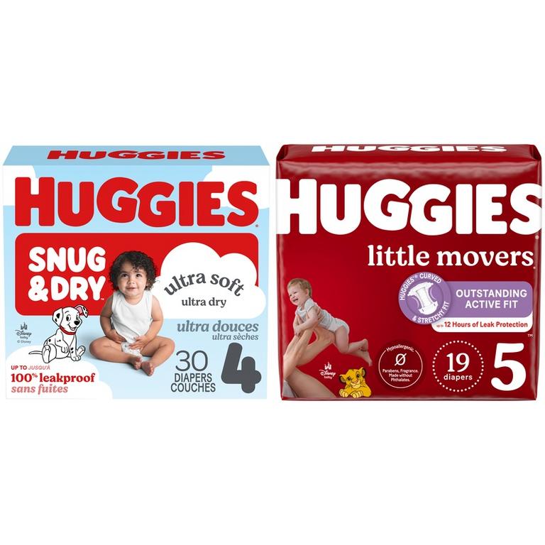 on any TWO (2) Huggies® Snug & Dry, Little Snugglers, or Little Movers Diapers 14-38ct