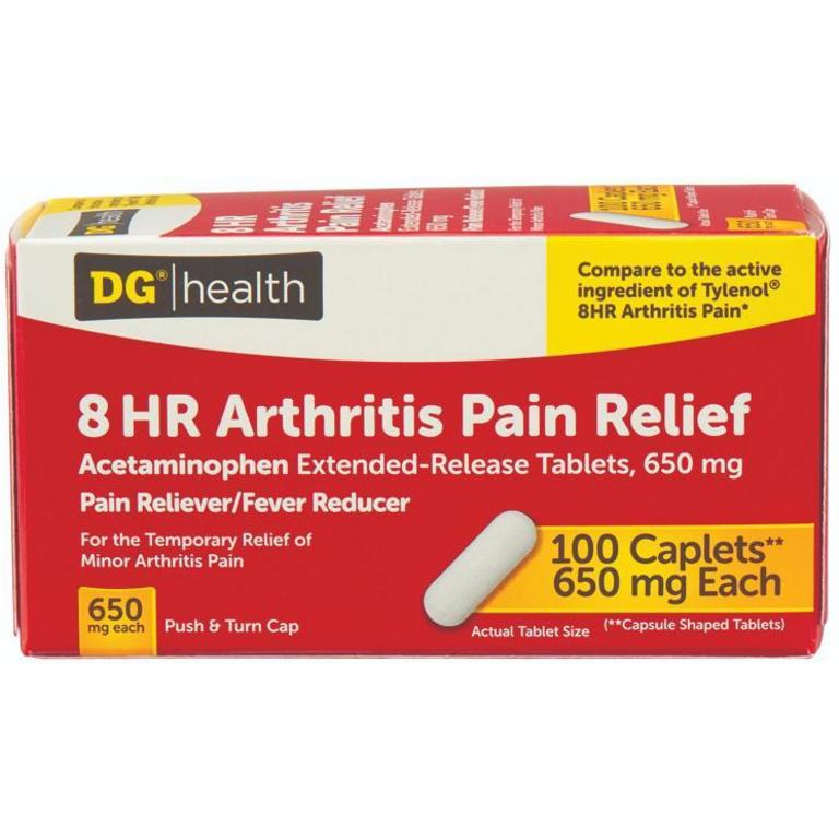Save $1.50 on DG Health Arthritis Pain Relief Caplets 100 ct. or Headache Migraine Relief Geltabs 80 ct.
