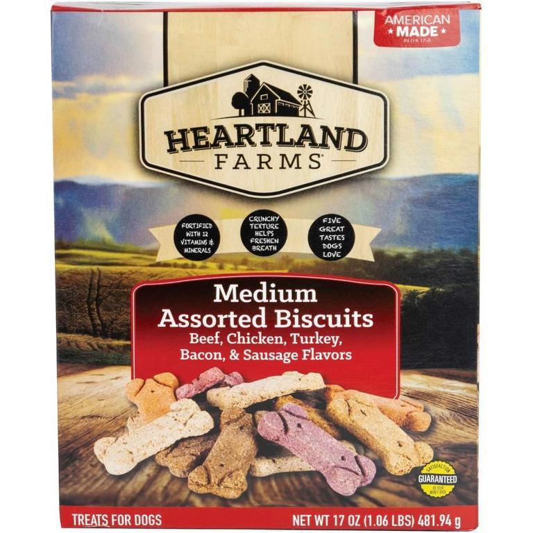 Save $0.65 on Heartland Farms Dog Biscuits 17 oz. Assorted