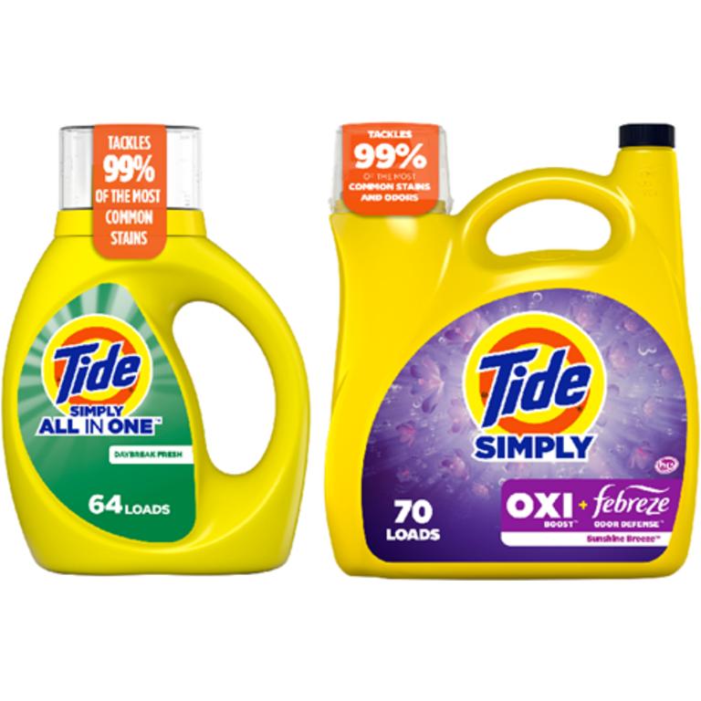 On ONE Tide® Simply Liquid Laundry Detergent 64-85 Load/81-107 oz. Assorted Reg. $8.25-$9.95 (excludes trial/travel size)