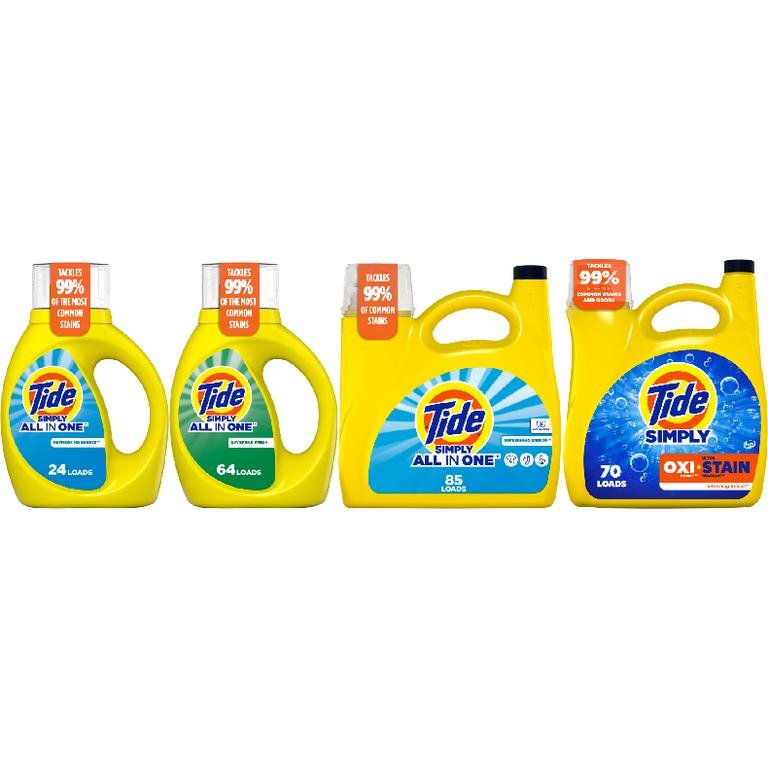 on ONE Tide Simply® Liquid Laundry Detergent 20-89 Load/31-117 oz. Assorted. Reg. $3.75-$9.95
