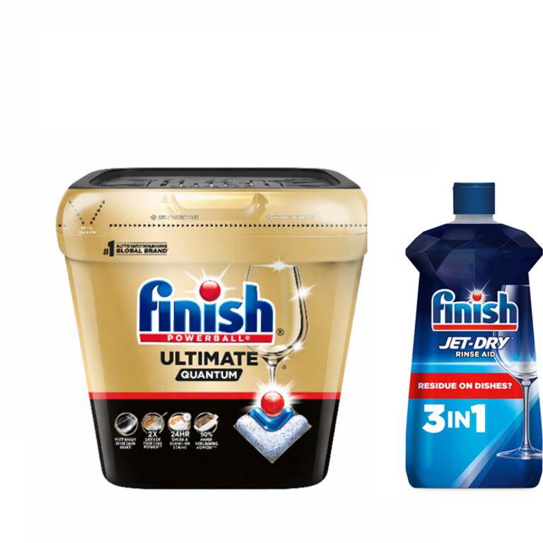 on Any ONE (1) Finish® Detergent (Ultimate-Quantum®, Quantum® or Power), JET-DRY® Rinse Aid, or Dishwasher Cleaner