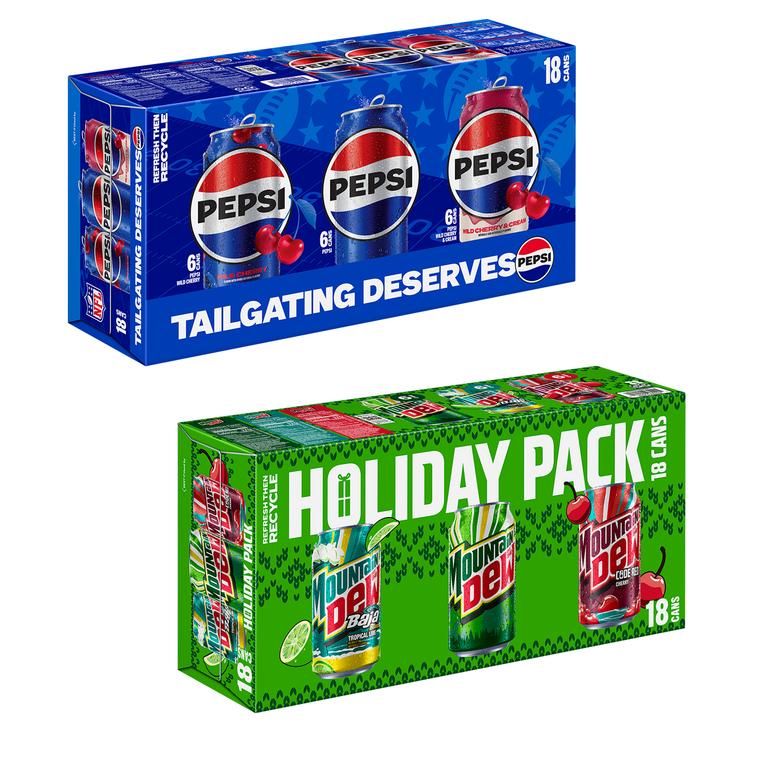 when you buy ONE (1) Pepsi® NFL TAILGATE PACK 18PK Variety Pack or Mountain Dew® HOLIDAY PACK 18PK Variety Pack