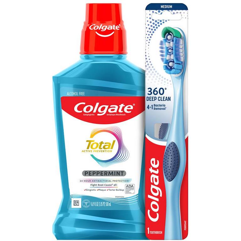 On any ONE (1) Colgate 360° (excluding 360°Advanced), Total or Expert Manual Toothbrush, Mouthwash or Mouth Rinse (16oz or larger)