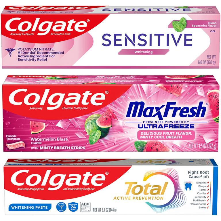 On any ONE (1) Colgate Total (3.3oz or 5.1oz), Optic White Stain Fighter, Max Fresh or Sensitive Toothpaste (excluding 3pack Toothpastes)