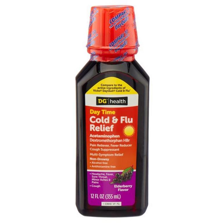 Save $0.50 on DG Health Cold & Flu Relief Day TIme or Night Time Elderberry 12oz/