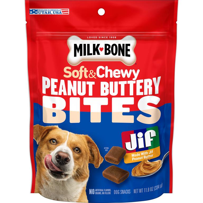 off ONE (1) Milk-Bone Peanut Buttery Bites dog treats (11.8 oz.)/