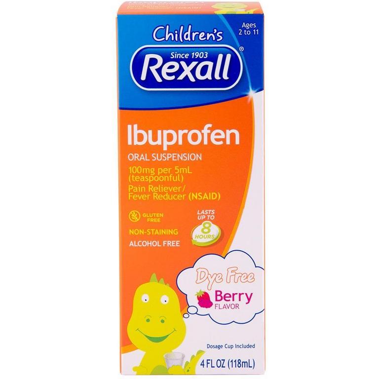 Save $0.25 on Rexall Children's Ibuprofen Dye-Free Liquid Berry 4oz or DG health Infants Ibuprofen Liquid Berry 0.5oz/