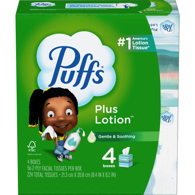 ONE Puffs Facial Tissue Multi-pack 3 Box Count with 124 tissues per box OR 4 Box Count with 48/56 tissues per box (excludes singles, other box sizes and trial/travel size).