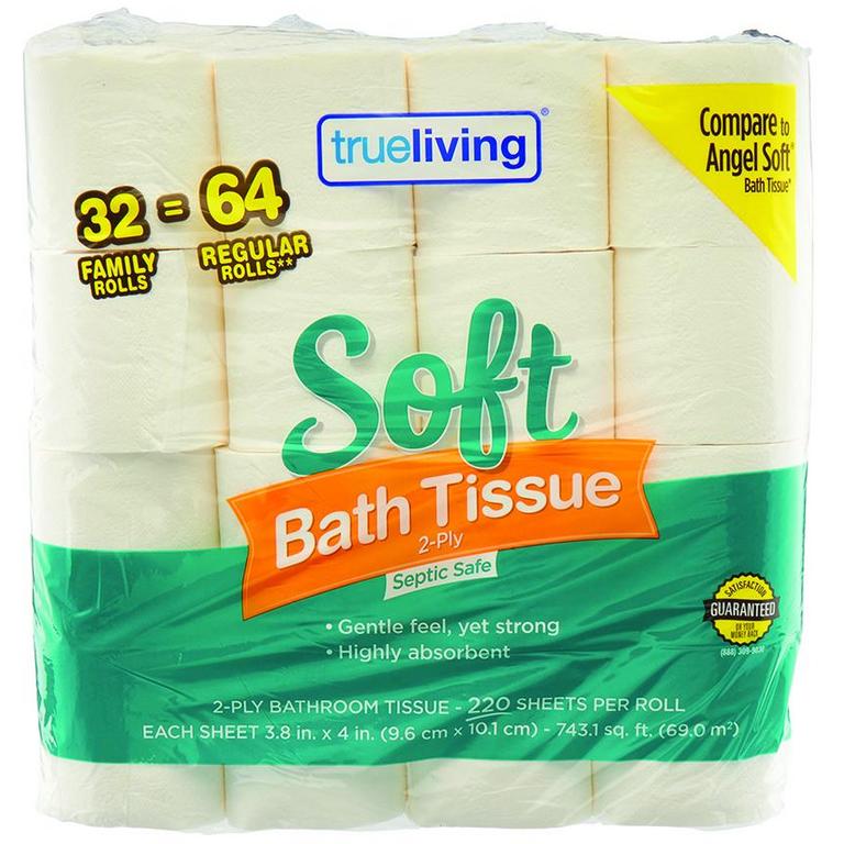 Save $1 on True Living Bath Tissue Soft 32 Double Rolls/
