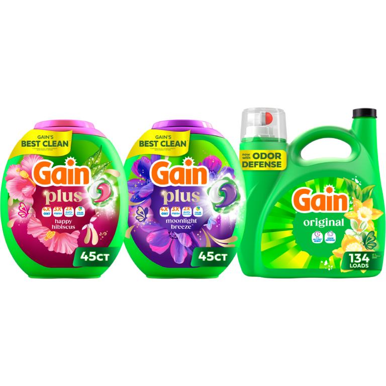 ONE Gain Liquid Laundry Detergent 134 Load/177-194 oz., Flings 76 ct., Plus Super Flings 45 ct. Reg. $19.95/