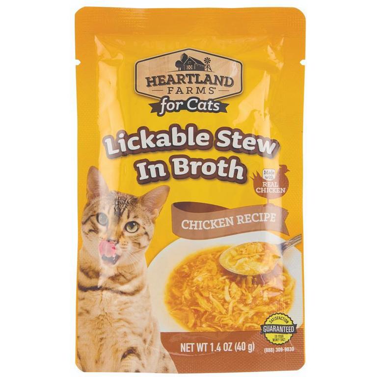 Save $0.25 on Heartland Farms Cat Treats Tuna or Chicken Lickable Stew 1.4oz or Puree 4ct/