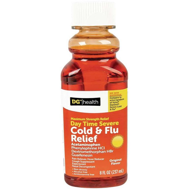 Save $1.50 on DG Helath Cold & Flu Relief Severe Day Time or Night Time Liquid 8oz/