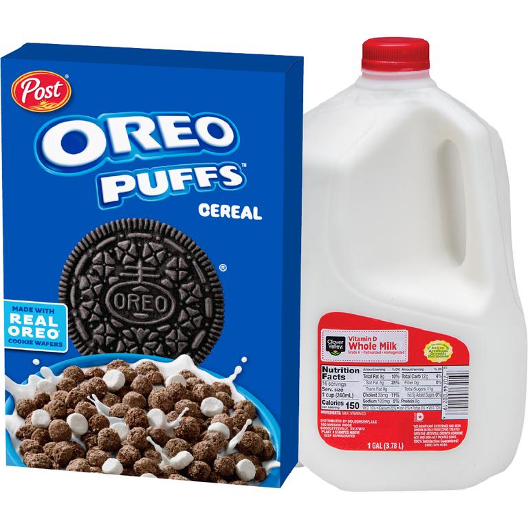 on ONE (1) OREO PUFFS™ Cereal When You Buy ONE (1) Clover Valley White Milk (Gallon)/