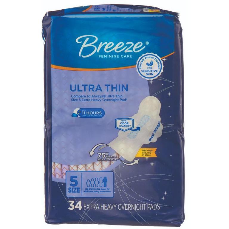 Save $0.55 on Breeze Ultra Thin Maxi or Overnight Pads 27-46ct/