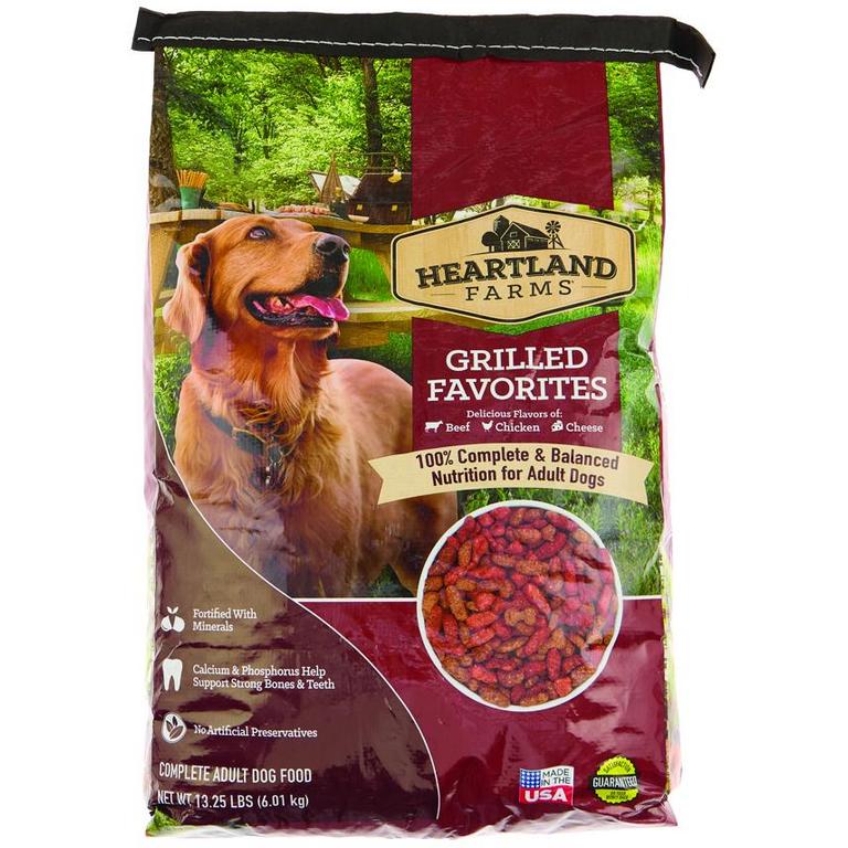 Save $1 on Heartland Farms Dog Food Savory Gravy 14lb or Grilled Favorites 13.25lb/