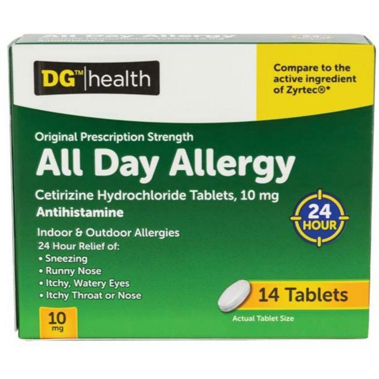 Save $1 on DG health All Day Allergy Relief Cetrizine Tablets 14 or 30ct/