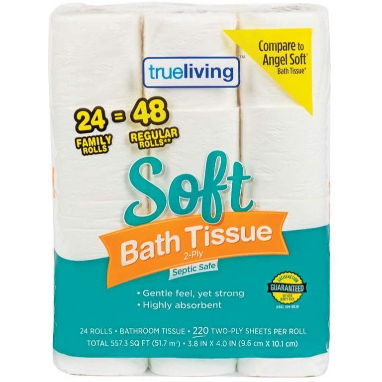 Save $0.50 on True Living Soft Bath Tissue 24 Family rolls