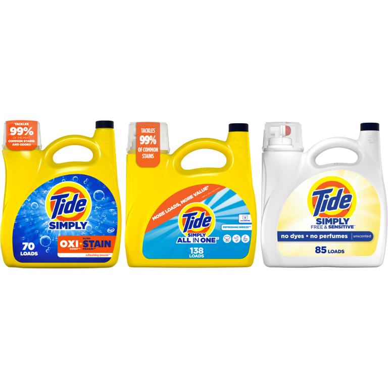 on ONE Tide Simply Liquid Laundry Detergent 64-138 Load/84-182 oz. Reg. $8.25-$14.95/