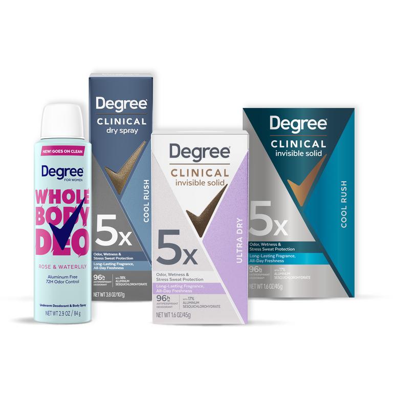 on any TWO (2) Degree Whole Body Deodorant product or Degree Clinical Protection Deodorant product (excludes T&T, twin packs, invisible solid sticks 0.5oz, 1.0oz sizes)/