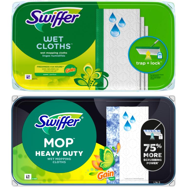 TWO on select assorted Swiffer items including Swiffer Dry HD 10cts, Swiffer Wet HD 10cts, Swiffer Wet 12cts, Swiffer Gain 180 SK./