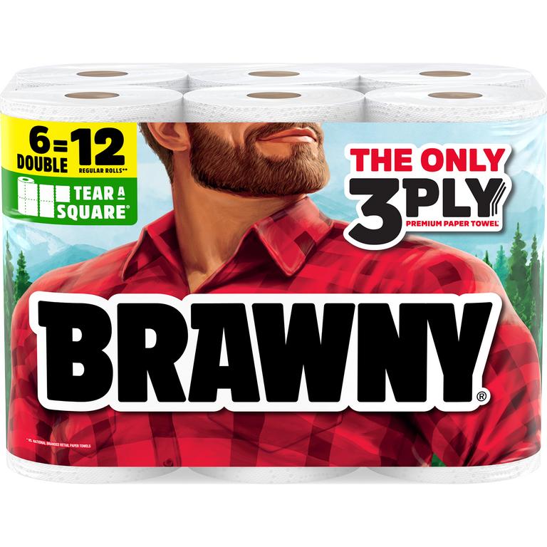 off any ONE (1) package of Brawny® Paper Towels, 6 Double roll