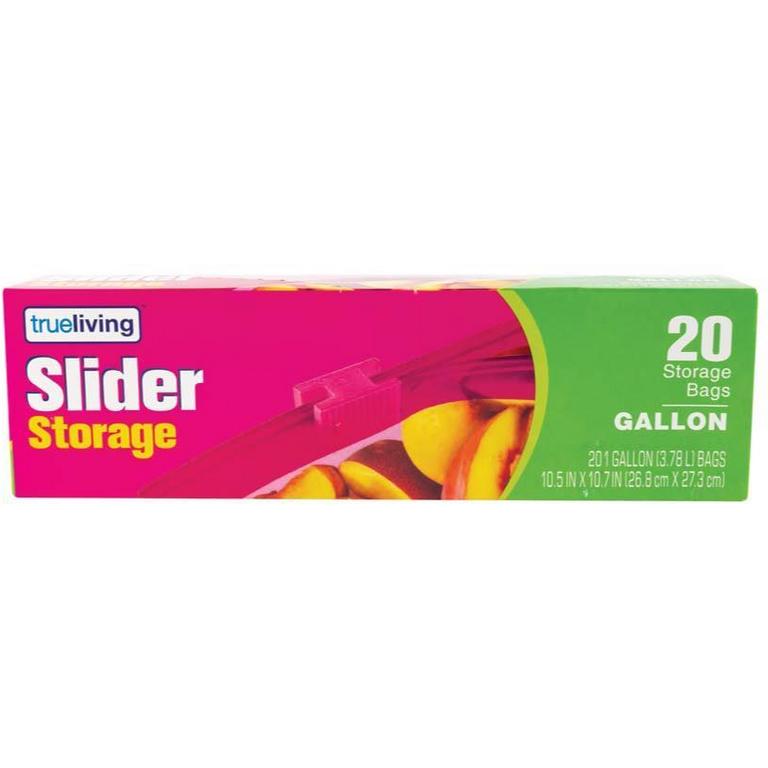 Save $0.50 on True Living Slider Storage Bags 10-20ct or Slider Freezer Bags 15-25ct or Zipper Freezer Bags 20-28ct or Sadwich Bags 100ct